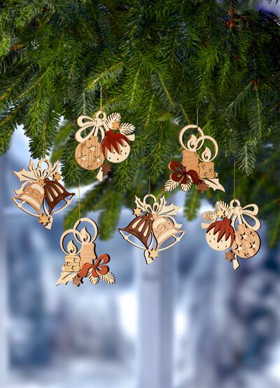 Baumbehang aus Holz, 6er-Set 