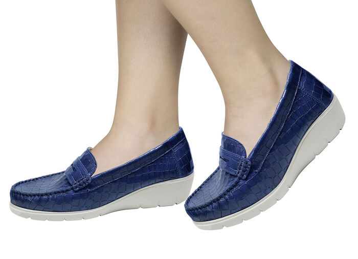 Echt Leder Mokassin mit Aloe Vera Einlegesohle BLAU