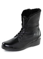 ELENA EDEN Schn&uuml;r-Stiefelette mit umschlagbarem Lammfellkragen SCHWARZ