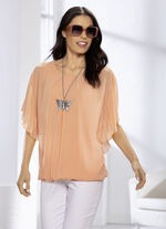Shirt mit Chiffon-Überwurf in 2 Farben, 