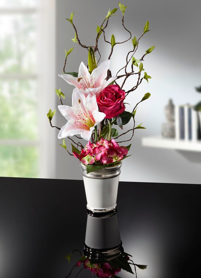 Lilien-Arrangement im Keramiktopf 