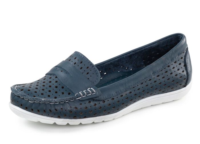 Gemini Slipper aus Nappaleder mit Lederspange MARINE