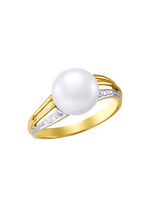 Zauberhafter Damenring mit Diamanten und Süsswasser-Zuchtperle