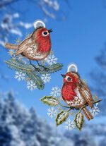 Fensterbild aus Plauener Spitze, 2er Set 