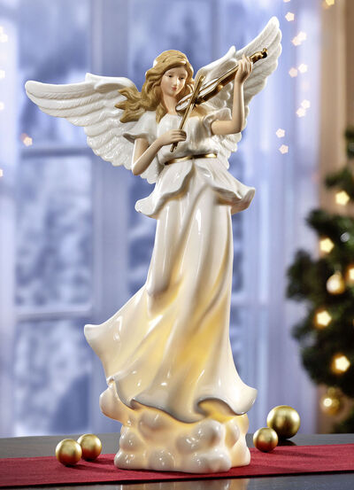 Beleuchteter Engel aus Porzellan 