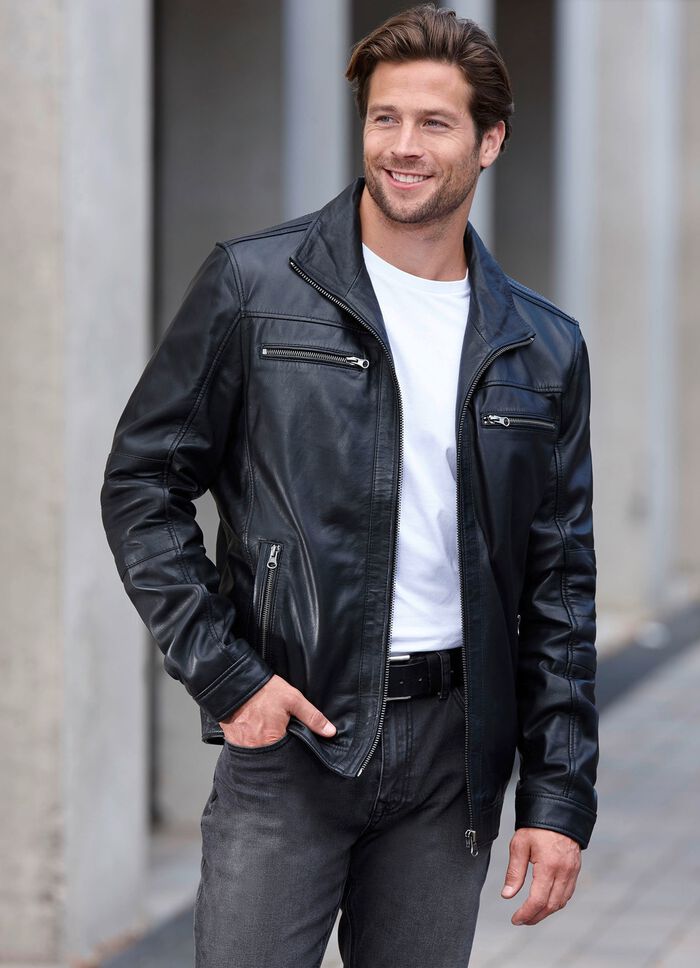 Lederkurzjacke mit Innentaschen 