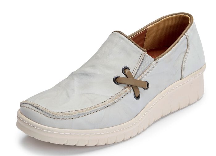 ELENA EDEN Slipper mit Knitterstruktur EISGRAU