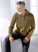 &laquo;Milano Italy&raquo;-Troyer mit kurzem Reissverschluss in 2 Farben OCKER MELIERT