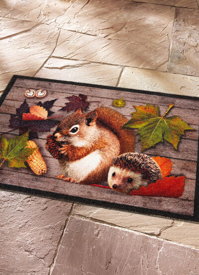 Fussmatte mit Eichhörnchen und Igel - 