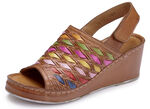 Gemini Sandalette mit raffinierten, bunten Flechtdurchzügen COGNAC