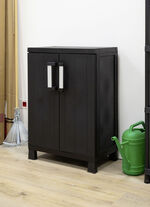 Geräteschrank Garage mit Holzlamellen-Effekt SCHWARZ