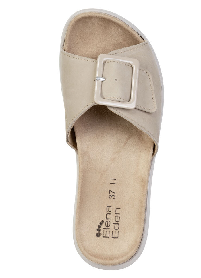 ELENA EDEN, stylische Damen-Pantoletten, Weite H, mit herausnehmbarem Fussbett BEIGE