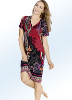 Laurina Nachthemd mit Knopfleiste ROT-BUNT