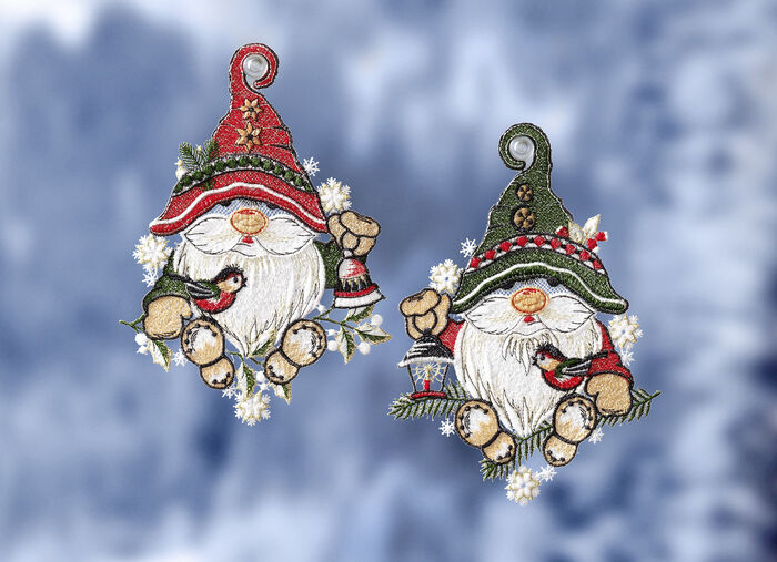 Fensterbild, 2er-Set, aus echter Plauener Spitze 