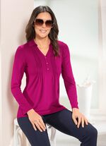 Poloshirt mit kurzer Zierknopfleiste in 3 Farben FUCHSIA