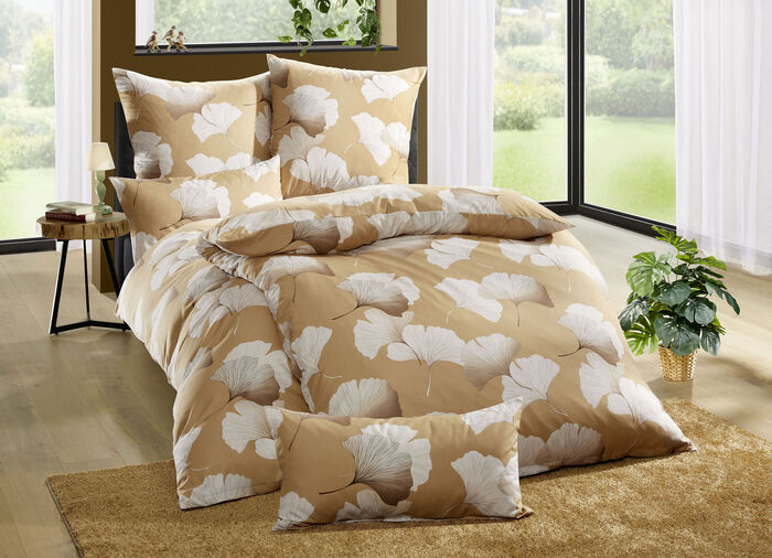 Bettwäsche-Garnitur in Microfaser-Qualität HELLBRAUN