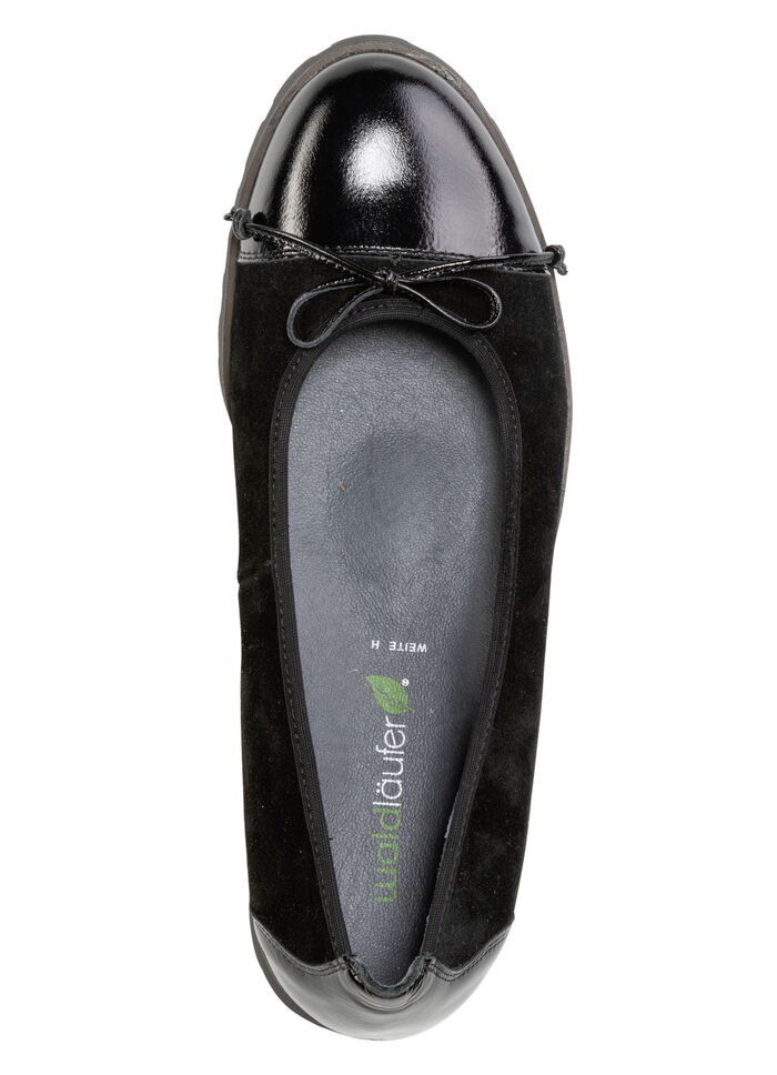 Waldläufer, elegante Damen-Ballerinas, Weite H, mit herausnehmbarem Fussbett SCHWARZ