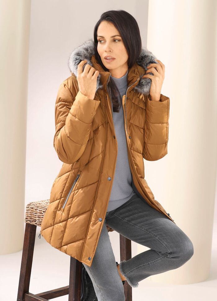 Jacke mit abnehmbarem Kunstpelz-Besatz 