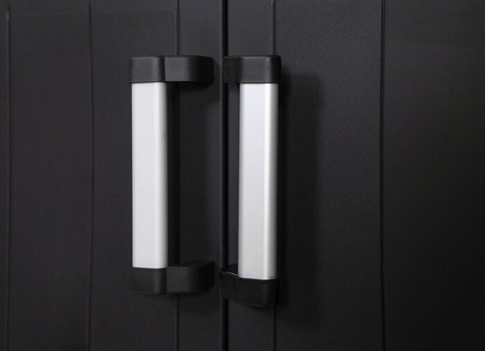 Ger&auml;teschrank Garage mit Holzlamellen-Effekt 