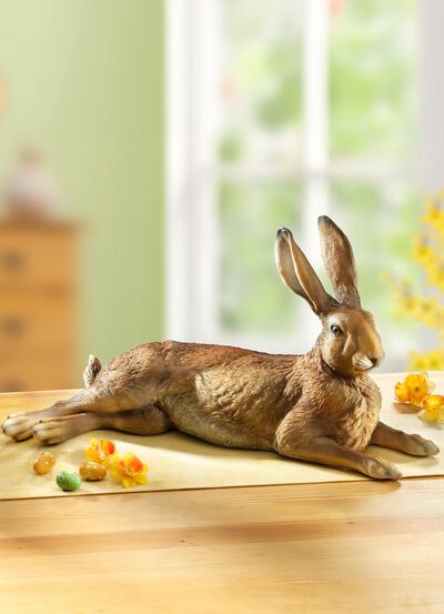 Handbemalter Hase aus Polyresin 