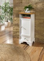 Erstklassige Kommode, 1-t&uuml;rig, teilmassiv NATUR-WEISS