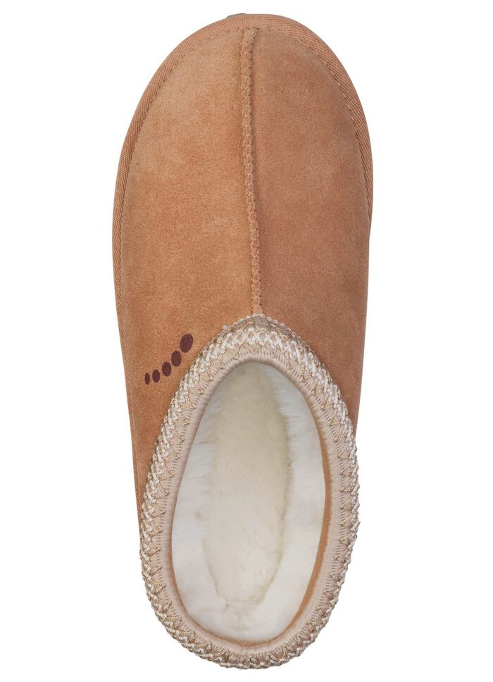 ELENA EDEN, warme Damen-Clogs, mit Lammfell CAMEL