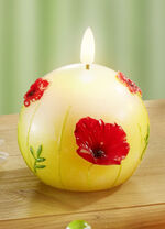 LED-Echtwachskerze, 2er-Set CREME-ROT