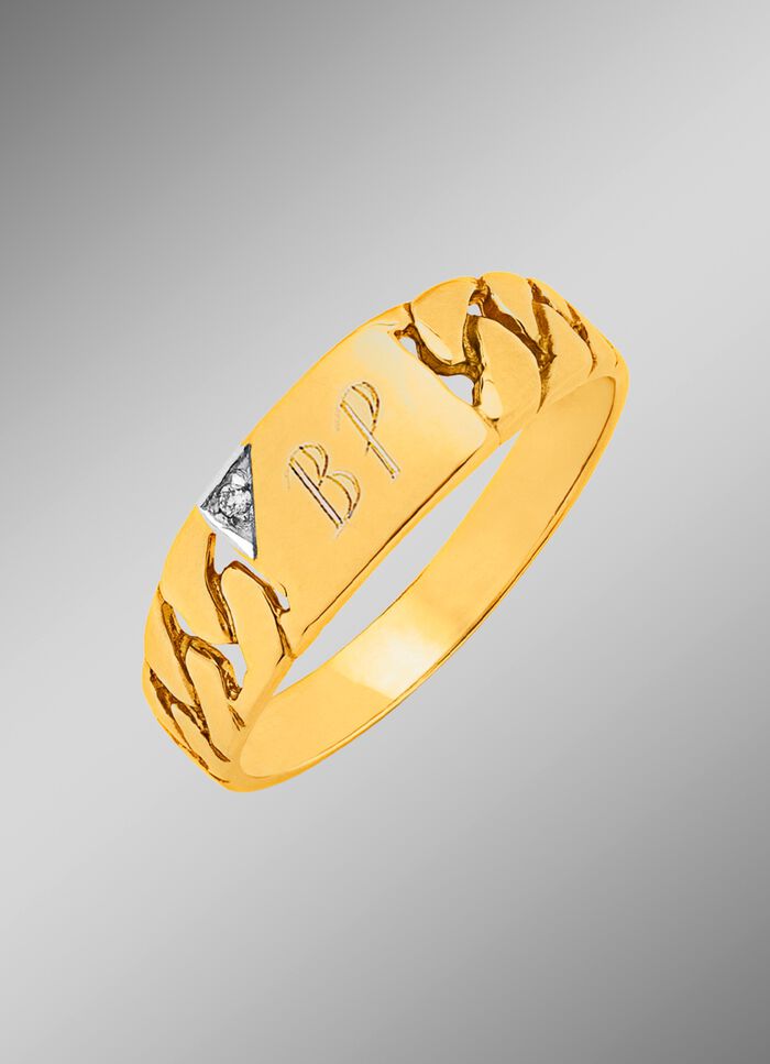 Herrenring mit Diamant, zur Gravur geeignet 