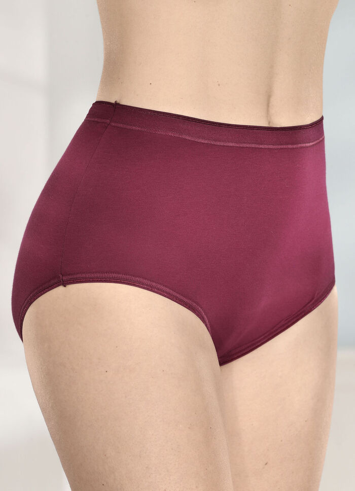 brio lingerie Fünferpack Slips mit elastischen Abschlüssen 3X BORDEAUX, 2X SCHWARZ