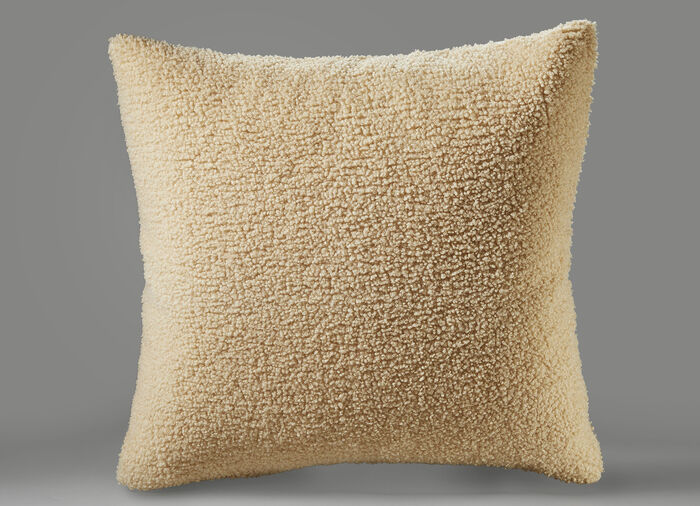 Decken und Kissen mit flauschig weicher Teddy-Vorderseite CAMEL