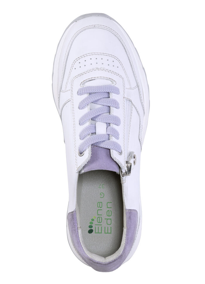 ELENA EDEN Schnürschuh aus Nappaleder mit Velours-Besätzen WEISS-FLIEDER