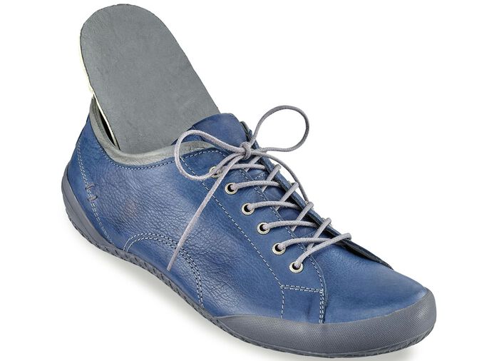 Andrea Conti, klassische Damen-Schnürschuhe, mit herausnehmbarem Lederfussbett JEANSBLAU