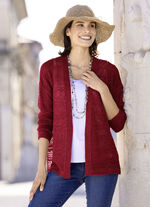 Strickjacke in feinem Netzstrick, 