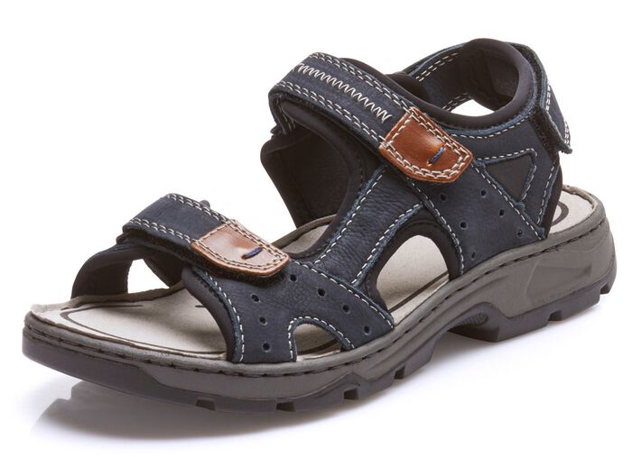 Rieker, klassische Herren-Trekkingsandalen, aus Leder DUNKELBLAU
