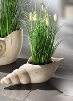 Grasbusch aus Kunstmaterial in Muschel GRÜN-CREME