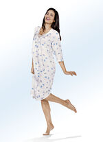 Dreierpack Nachthemden, 3/4-lange Ärmel mit Spitze am Ausschnitt hellblau/rosa/ecru