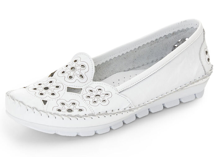 Gemini, leichte Damen-Slipper, Weite G, mit herausnehmbarem Fußbett WEISS