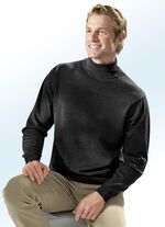 Rollkragenpullover in 3 Farben mit Rippenstrick-Abschl&uuml;ssen SCHWARZ