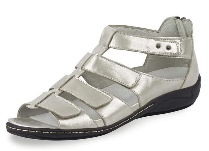 Waldl&auml;ufer Riemchen-Sandalette in sommerlichem Stil MATTSILBER