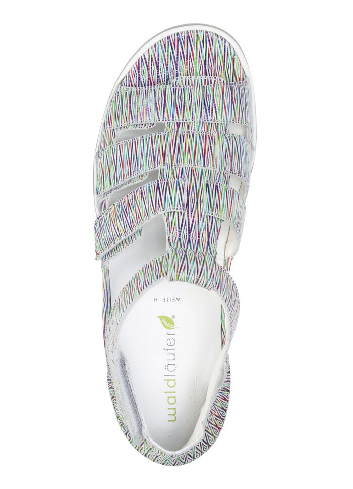 Waldläufer, bequeme Damen-Sandalen, Weite H, mit herausnehmbarem Fussbett WEISS-BUNT