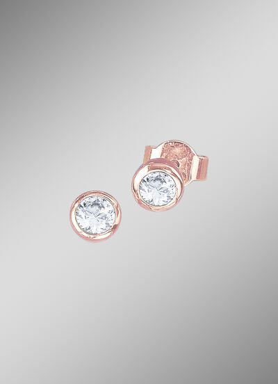 Hochglänzende Ohrstecker in Roségold mit Brillanten 