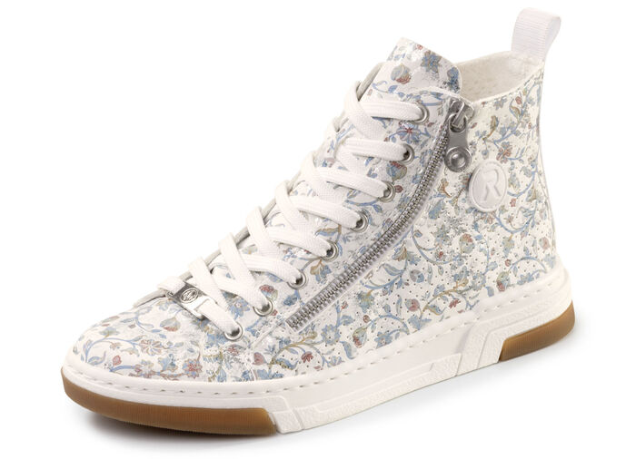 Rieker, modische Damen-Boots, Weite G, mit herausnehmbarem Fussbett WEISS-BUNT