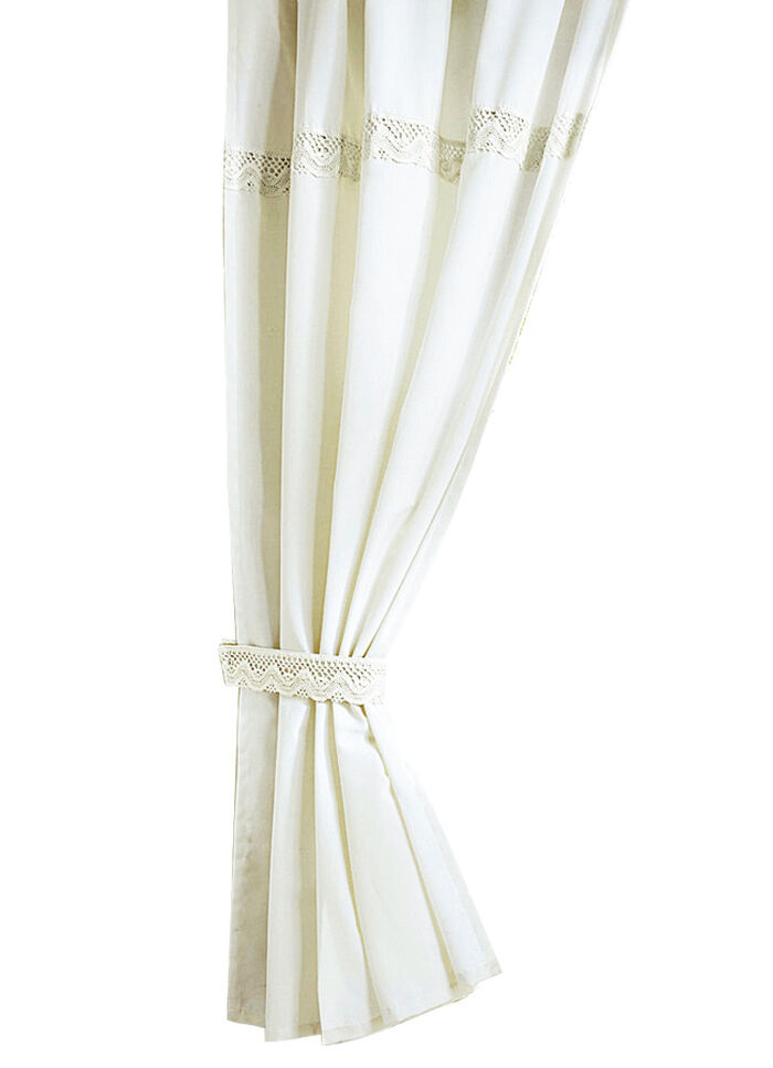 Übergardine mit aufgesetzter Häkelborte CREME