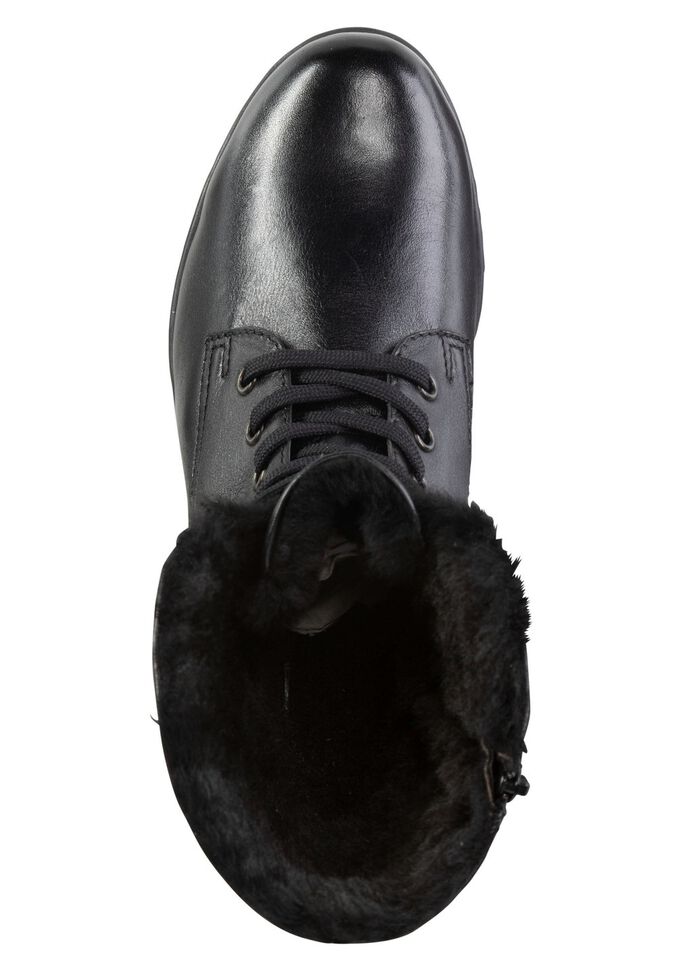 ELENA EDEN Schn&uuml;r-Stiefelette mit umschlagbarem Lammfellkragen SCHWARZ