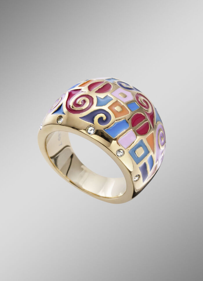 Damenring mit Mosaikmuster und Kristallen 