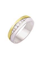 Damenring in Bicolor mit synth. Zirkonia 