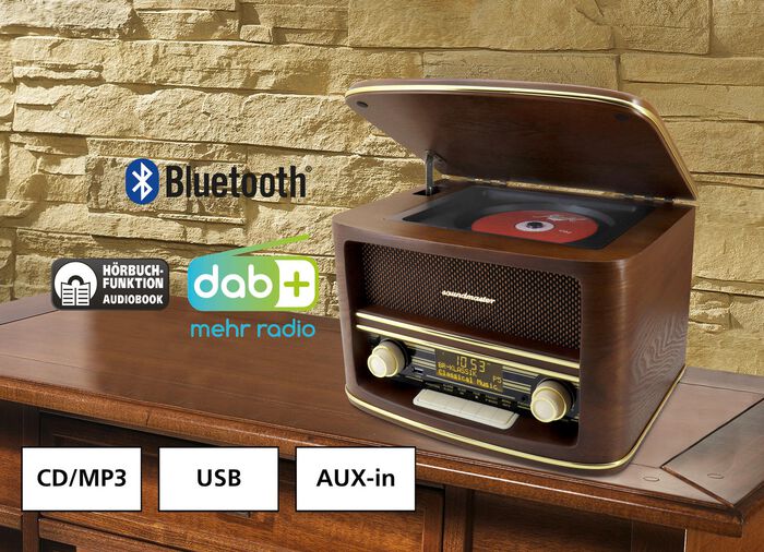 &bdquo;soundmaster&ldquo; Nostalgie-Stereoanlage im Echtholzgeh&auml;use 