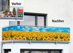 Balkonsichtschutz mit Sonnenblumen-Motiv 