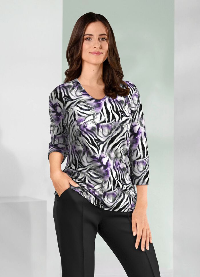 Shirt mit abgerundetem V-Ausschnitt 