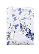 Zweierpack Nachthemden, uni und allover dessiniert mit Knopfleiste 1X ROYALBLAU, 1X WEISS-BUNT